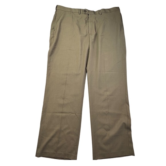 Haggar Other - Haggar Mens Eclo Stria Classic Fit Dress Pants Brown 44x32 Flat Front Trousers